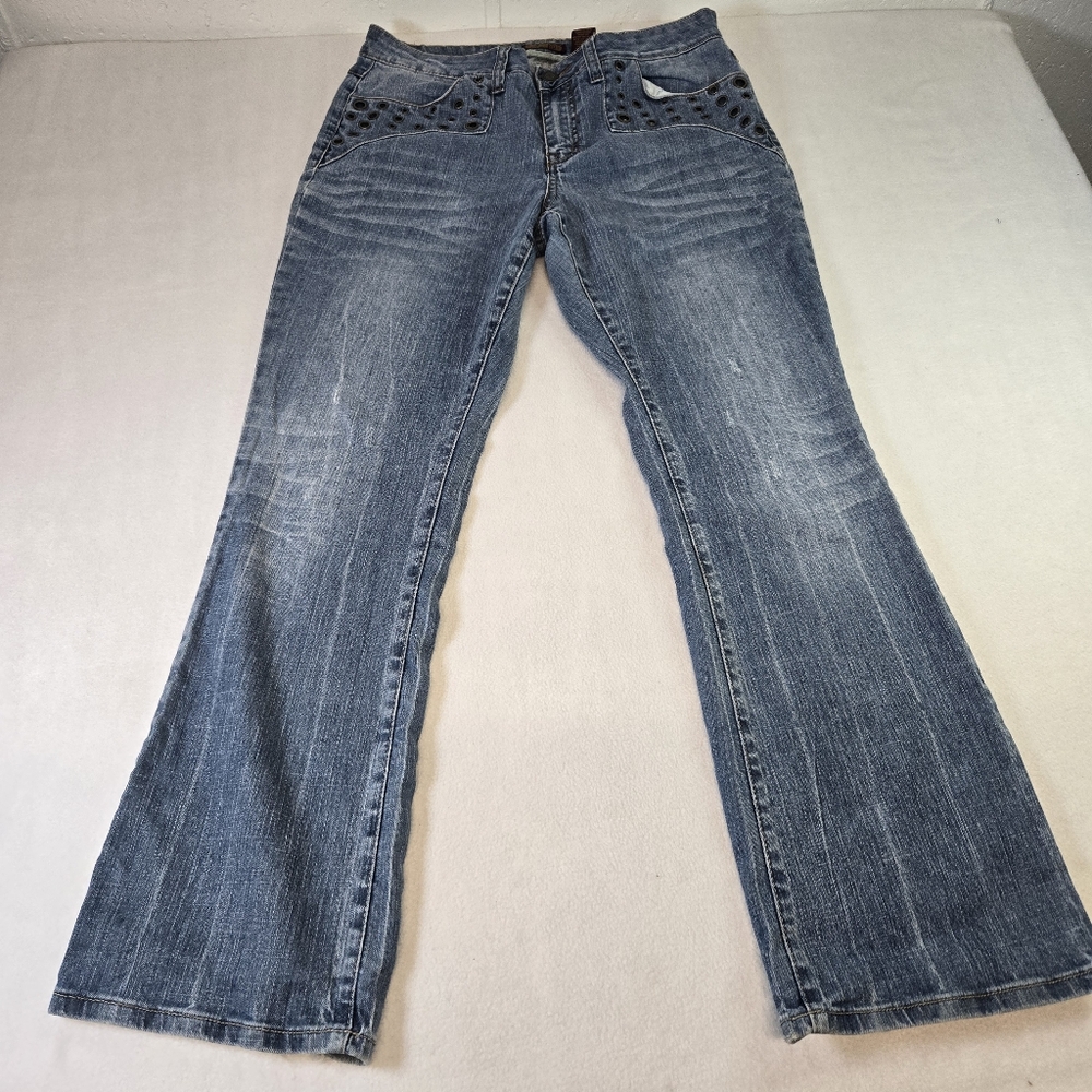 Zana-Di Premium Blue Wide Leg Jeans Womens 16 Rivets on pockets Zana Di Y2K